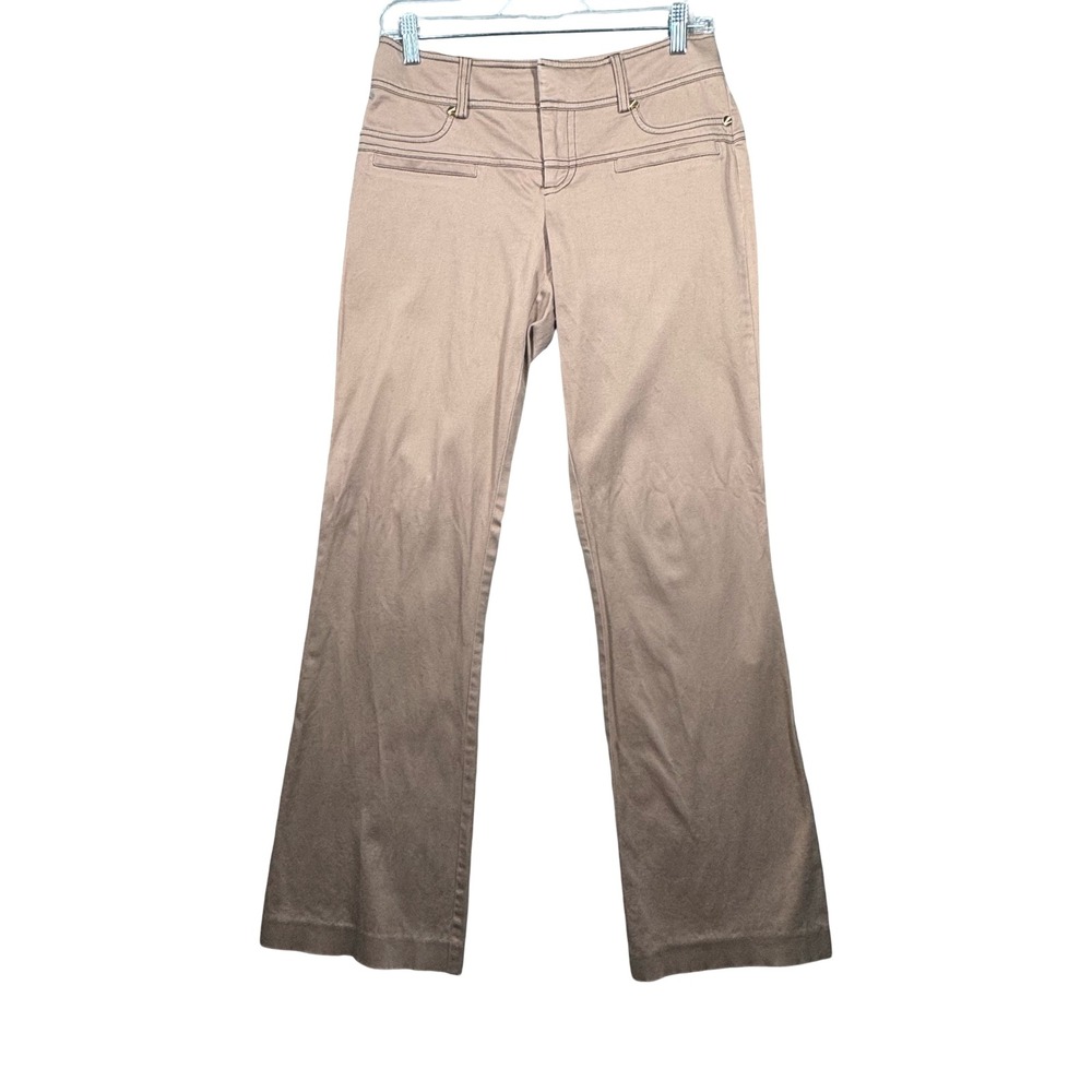Cache Pants 6 Low Rise Cotton Stretch Bootcut Flare Khaki Tan Low Rise Y2K Sexy